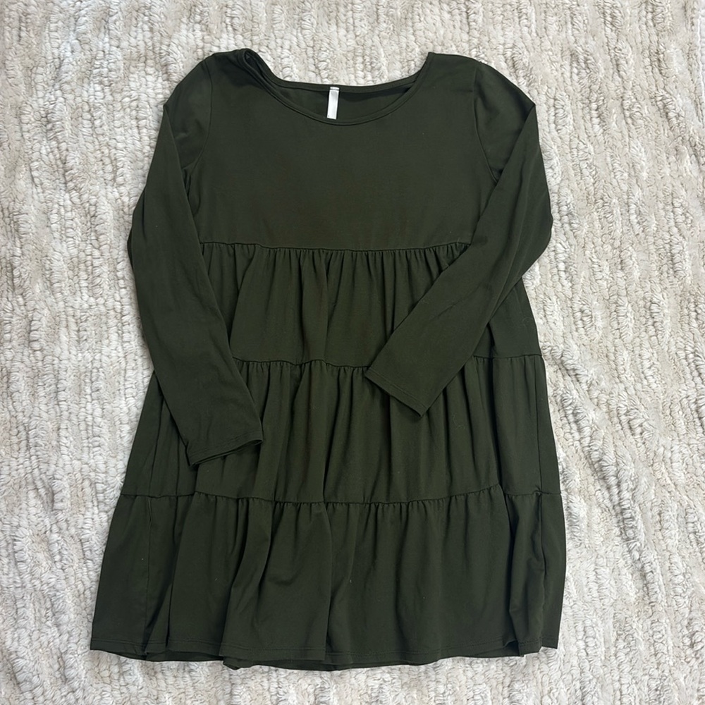 Green Tiered Dress Short Medium